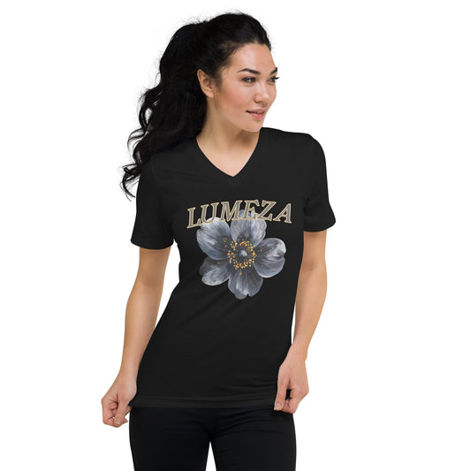 Lumeza T-Shirt luxuriöse Blume in Schwarz und Blau mit V - Ausschnitt – Hochwertiges lumeza von Lumeza | Jetzt entdecken